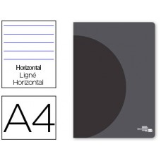 CADERNO AGRAFADO LIDERPAPEL 360 CAPA DE PLASTICO DIN A4 48 F 90 GR PAUTADO COM DUPLA MARGEM CAPA PRETA